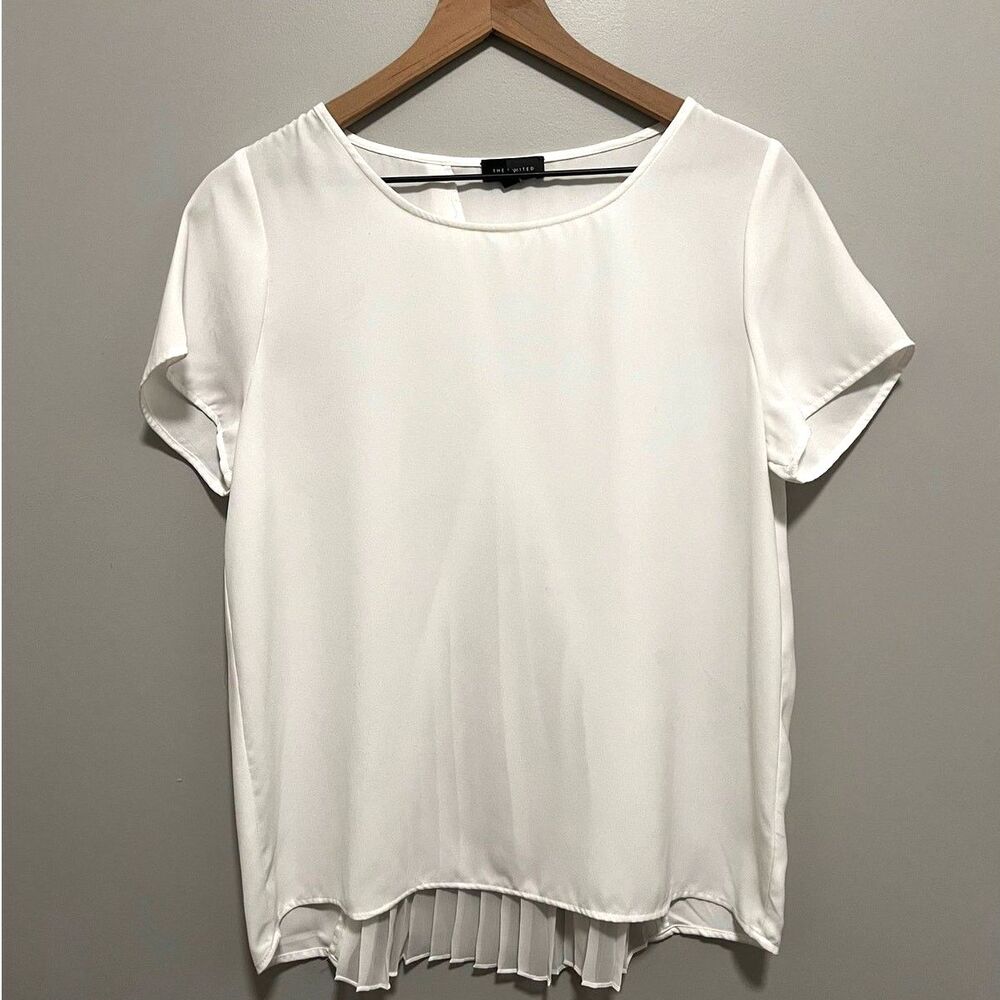 Women's White Short Sleeve Blouse with Pleated Back by The Limited Size Small